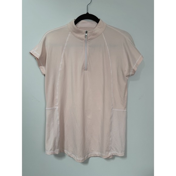 FootJoy Women's Short Sleeve Golf Shirt Pink Size Small Zip Up Mock Neck - Picture 1 of 7